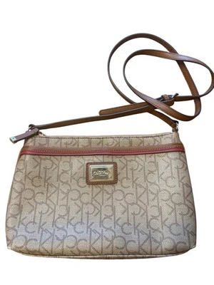 Bolso Bandolera Mujer Calvin Klein Monograma Logo Cremallera Top Marrón Foto 1 de 4