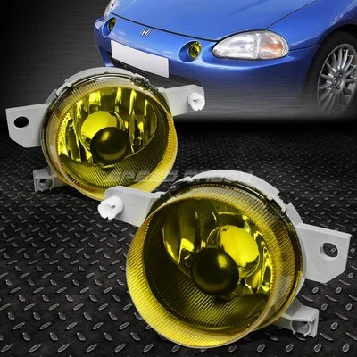 FOR 93-95 HONDA CIVIC DEL SOL AMBER LENS FRONT BUMPER DRIVING FOG LIGHT LAMPS - Image 1 of 4