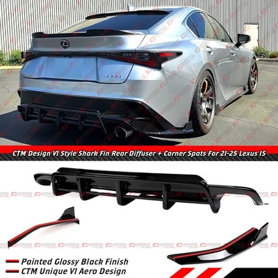 For 21-25 Lexus IS300 IS350 CTM V1 Gloss Black Rear Diffuser + Corner Extensions - Image 1 of 4