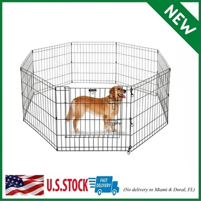 Parque infantil para cachorros - Recinto de ejercicio de metal plegable con ocho paneles de 24 pulgadas - I Foto 1 de 4