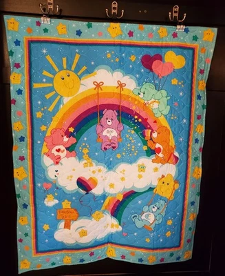 Manta de bebé colcha vintage Care Bears manta hecha a mano tela unisex  Foto 1 de 2