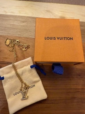 LOUIS VUITTON LV Iconic Necklace Gold Rhinestone M00596 Length With Box - Image 1 of 4