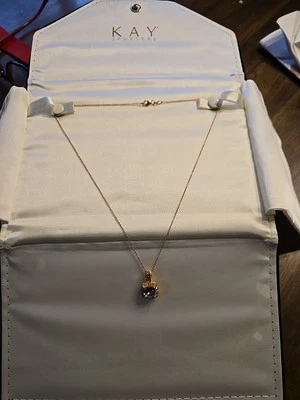 14k amethyst pendant Diamonds Rsoe Gold 18 Inch Chain Gorgeous Piece - Image 1 of 4