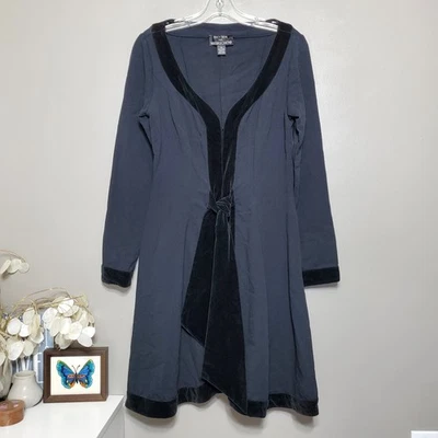 Abrigo Tracy Reese Para Magaschoni Talla 10 Negro Lana Terciopelo Corbata Borde Bruja Foto 1 de 4