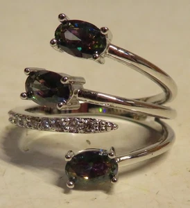 Anello cocktail RSC vintage pietra viola tono argento misura 7,5 dichiarazione strass - Foto 1 di 13