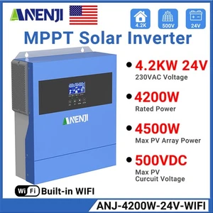 4200W 24V Off Grid Solar Inverter Hybrid MPPT 100A Charger Controller PV 60-500V - Picture 1 of 13