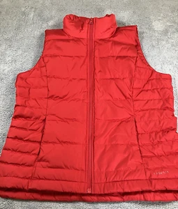 NEW LANDS' END Girls Max 600 Down Puffer Vest Bright Red Full Zip Large 14-16 - Picture 1 of 8