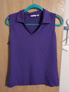 Top de golf para mujer M Lady Hogan Essentials púrpura a lunares cuello en V - Imagen 1 de 5