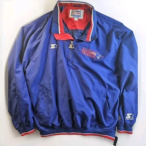 VTG New England Patriots Starter NFL Pro Line Pullover Jacket Size L Blue 90s - Picture 1 of 12