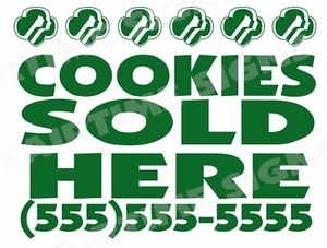 COOKIES SOLD HERE WITH NUMBER girl scout cookie selling Yard sign 18 x 24 - Picture 1 of 1