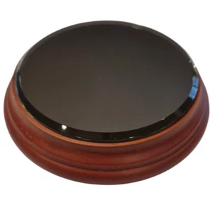 Small Wood Base Display Mirror Round Beveled Edge - Picture 1 of 7