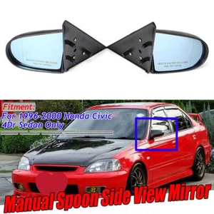 For Honda Civic EK Sedan 1996-2000 Gloss Black Side Rear View Mirror Rearview - Picture 1 of 12