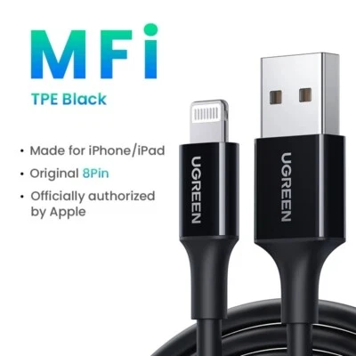 UGREEN MFi-Certified USB Lightning 90 Degree Cable 2.4A Fast Charging For iPhone - Image 1 of 4