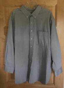GS Cool & Dry Button Up Men Long Sleeve Wrinkle Free Gray 100%Cotton Shirt 20 - Picture 1 of 7