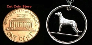 Ireland Irish 6 Pence Dog Cut Coin Jewelry Pendant Charm Necklace - Picture 1 of 1
