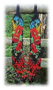 COLLAR DE AMAPOLA CON CUENTAS LARGAS gerdan HECHO A MANO Joyería Popular Ucraniano Tradicional - Imagen 1 de 1