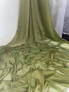 1 METER TWO TONE OLIVE GREEN SOFT CATIONIC CHIFFON 100% POLYESTER FABRIC 58”WIDE - Picture 1 of 5