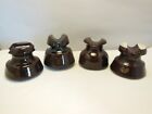 LOT OF 4 VINTAGE BROWN CERAMIC SADDLE TOP CABLE TOP INSULATORS ALL VGC!!