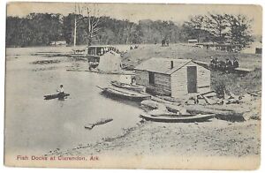 Clarendon, AR Arkansas 1913 Postcard, Fishing Docks