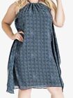 Standard & Practices Dress Womens Size 2X Blue Halter Neck Printed Pattern