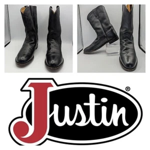 Women's Boots Justin Cora L3703 Roper Round Toe Western Riding Black 9.5B - Picture 1 of 13