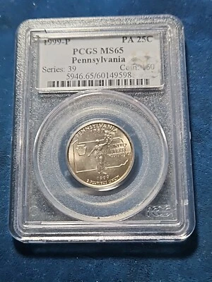 1999 P Pennsylvania Statehood Quarter PCGS MS 65 - Image 1 of 3