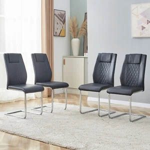 Modern Dining Chairs with Faux Leather Padded Seat Upholstered Chairs - Picture 1 of 12