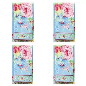 April Cornell Cottage Rose 100% Cotton Napkin Set of 4 Sky Blue Pink Green - Picture 1 of 4