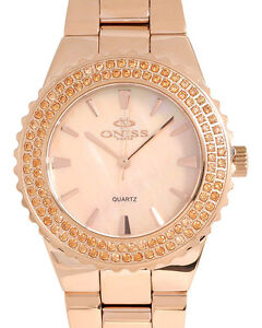 ONISS PARIS Collection Ladies Watch Genuine Crystal & Mother of Pearl StSL