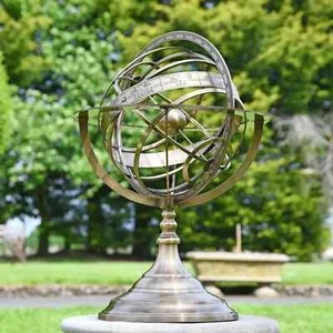 50cm Tall Antique Brass Celestial Garden Armillary Sundial Sphere - Picture 1 of 8