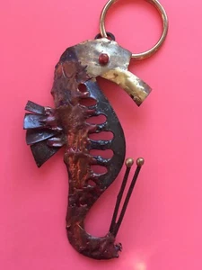 Brass Cut Out Sea Horse with Drips of Paint Key Chain...Great Detail - Picture 1 of 11