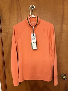 NWT Ralph Lauren RLX Pullover Womens M Stretch Jersey 1/4 Zip Sunset Orange $128 - Picture 1 of 9