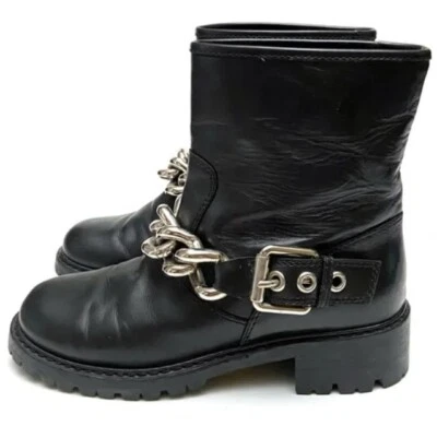 36.5/US 6.5❤️ Giuseppe ZANOTTI Cuero CADENA DORADA Motociclista Montar Botines ITALIA Foto 1 de 4
