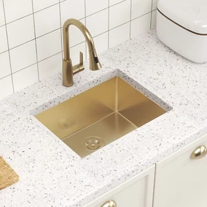 23" Drop in Kitchen Sink, Topmount Single Bowl 16G Stainless Steel Sink Gold - Picture 1 of 8