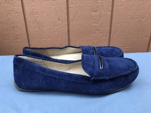 NEW G.H. BASS BLAIR WOMEN´S US 11 M BLUE SUEDE PENNY LOAFER MOCASSIN A4 - Picture 1 of 10