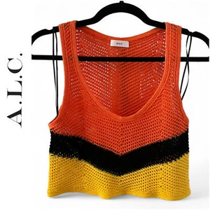 NWOT A.L.C | SZ XS - S | Open Stitch Cotton Blend Cropped Sweater Tank Top $295 - Picture 1 of 5