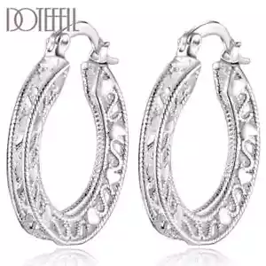 DOTEFFIL Argento Sterling 925 Orecchini Cerchio Cuore Cerchio Donna Ciondolo Gioielli - Foto 1 di 6