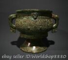 9.6" Old Chinese Bronze ware Dynasty Drinking vessel Beast Zun Pot Statue