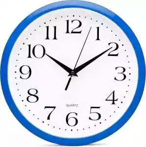 10 Inch Blue Quartz Analog Wall Clock - Silent, Easy to Read, Quality Constructi - Picture 1 of 3