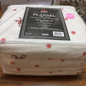 Zuckerstangen Schneekönig Flanell Weihnachten Urlaub Laken Set NEU - Bild 1 von 4