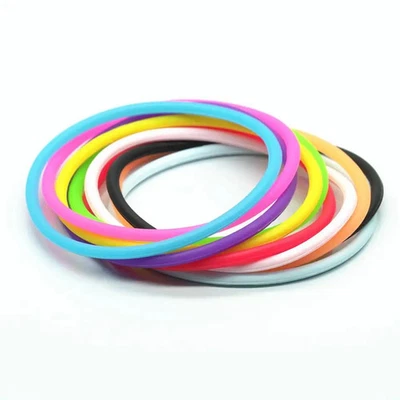 10 Pc Silicone Rubber Band Bracelets Elastic Adjustable Classic Men Jewelry - Image 1 of 4