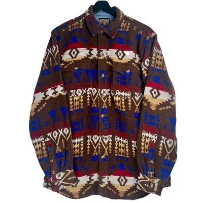 CE Schmidt Men's Button Shirt Size M Brown Coloful Aztec Heavy Part Wool - Image 1 of 4