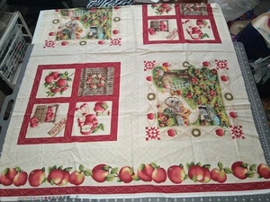 Apple Harvest Quilt Panel 34" x 44" Classic Cottons Wall Lap Tablecloth - Picture 1 of 7