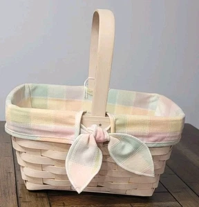 Cesta de resorte Longaberger Whitewash 2005 con forro  - Imagen 1 de 12