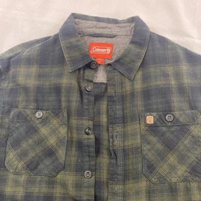 Camisa Coleman Para Hombres Franela Manga Larga Talla XL Cuadros Verde Negra Foto 1 de 4