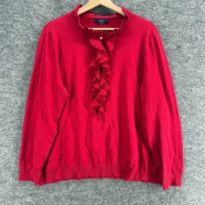 Suéter Pullover Chaps Mujer XL Rojo Tejido Cuello Redondo Manga Larga Informal Foto 1 de 4