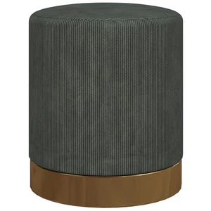 HOMCOM Modern Round Footstool, Fabric Upholstered Foot Rest, Dark Green - Picture 1 of 11
