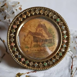 Victorian Vintage Antique Lithograph Metal Button English Farmhouse - Bild 1 von 7