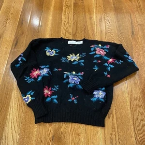 Suéter Pullover De Colección Para Mujer Grueso Tejido Floral Crochet Multi Talla M 21x22 - Imagen 1 de 7