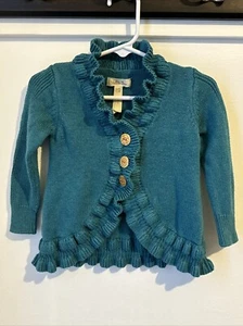 Girl Matilda Jane Teal Ruffled Cardigan sz 12-18 months - Picture 1 of 10